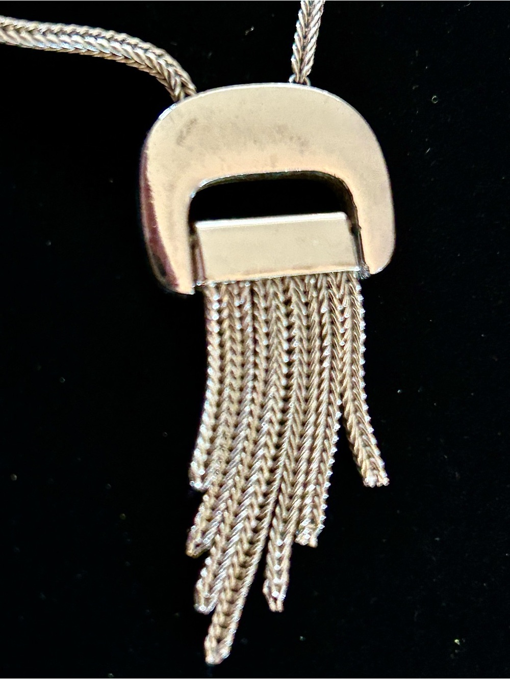 Signed Trifari 29” Silver Tassel Pendant Necklace - Women Jewelry